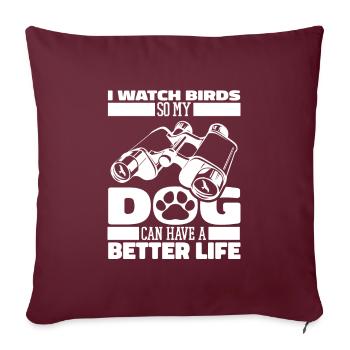 Chien ornithologue - Housse de coussin décorative 45 x 45 cm - bordeaux - Devant