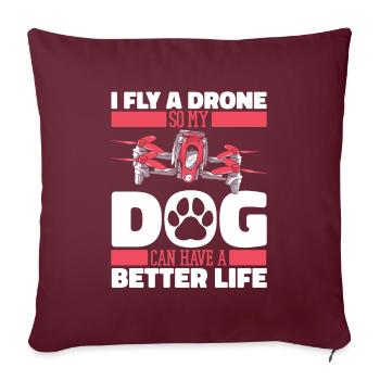 Drone Quadcopter Chien - Housse de coussin décorative 45 x 45 cm - bordeaux - Devant