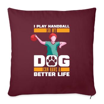 Handball Handball Chien - Housse de coussin décorative 45 x 45 cm - bordeaux - Devant