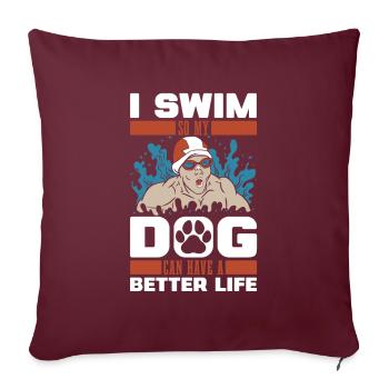 Nageur Nageurs Chien - Housse de coussin décorative 45 x 45 cm - bordeaux - Devant
