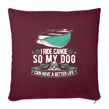 Canoë Canoéiste Chien - Housse de coussin décorative 45 x 45 cm - bordeaux - Devant