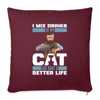 Barman Barman Cat Barman - Housse de coussin décorative 45 x 45 cm - bordeaux - Devant