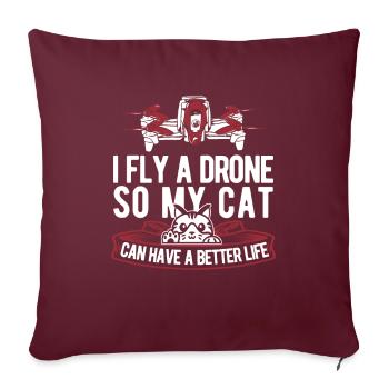 Drone quadricoptère chat - Housse de coussin décorative 45 x 45 cm - bordeaux - Devant