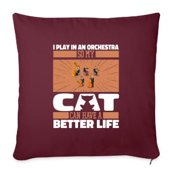 Orchester Katze - Sofakissenbezug 45 x 45 cm - Burgunderrot - Vorne