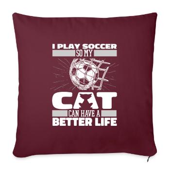 Football Footballeur Chat - Housse de coussin décorative 45 x 45 cm - bordeaux - Devant