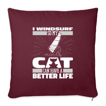 Planche à voile Windsurfer Cat - Housse de coussin décorative 45 x 45 cm - bordeaux - Devant