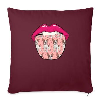 Langue de bouledogue - Housse de coussin décorative 45 x 45 cm - bordeaux - Devant