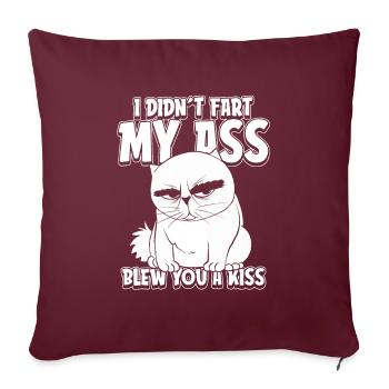 Chat Je n’ai pas pété mes fesses T’ai soufflé Un Baiser - Housse de coussin décorative 45 x 45 cm - bordeaux - Devant