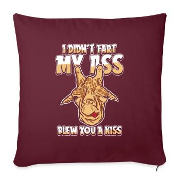 Girafe Je n’ai pas pété mes fesses t’a soufflé un baiser - Housse de coussin décorative 45 x 45 cm - bordeaux - Devant