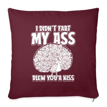 Oiseau paon Je n’ai pas pété mes fesses Je t’ai soufflé un baiser - Housse de coussin décorative 45 x 45 cm - bordeaux - Devant