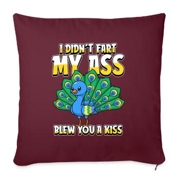 Oiseau paon Je n’ai pas pété mes fesses Je t’ai soufflé un baiser - Housse de coussin décorative 45 x 45 cm - bordeaux - Devant