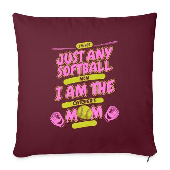 Maman softball - Housse de coussin décorative 45 x 45 cm - bordeaux - Devant