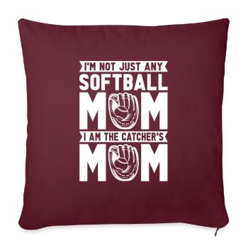Maman softball - Housse de coussin décorative 45 x 45 cm - bordeaux - Devant