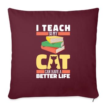 Professeur Pédagogue Chat - Housse de coussin décorative 45 x 45 cm - bordeaux - Devant