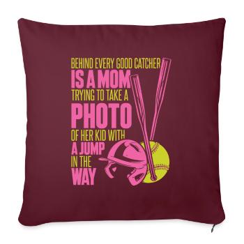 Maman softball - Housse de coussin décorative 45 x 45 cm - bordeaux - Devant