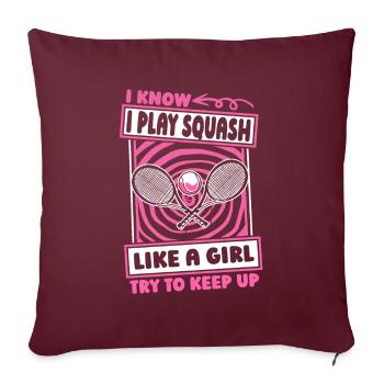 Fille de squash - Housse de coussin décorative 45 x 45 cm - bordeaux - Devant