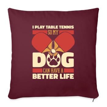 Tischtennis Pingpong Hund - Sofakissenbezug 45 x 45 cm - Burgunderrot - Vorne