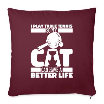 Tischtennis Pingpong - Sofakissenbezug 45 x 45 cm - Burgunderrot - Vorne
