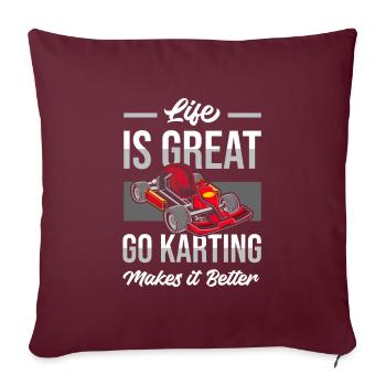 Aller karting karting kart vie de pilote de kart - Housse de coussin décorative 45 x 45 cm - bordeaux - Devant