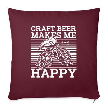 Bière artisanale Bière artisanale Houblon de bière artisanale - Housse de coussin décorative 45 x 45 cm - bordeaux - Devant