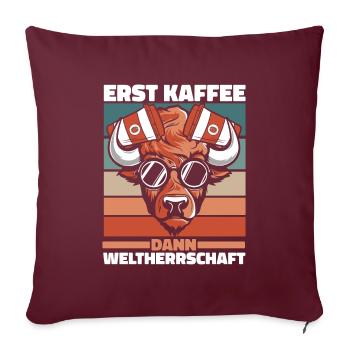 Bison Büffel Kaffee - Sofakissenbezug 45 x 45 cm - Burgunderrot - Vorne