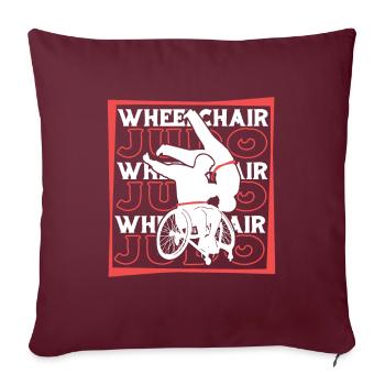 Fauteuil roulant judoka - Housse de coussin décorative 45 x 45 cm - bordeaux - Devant