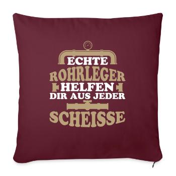 Rohrleitungsbauer Lustig - Sofakissenbezug 45 x 45 cm - Burgunderrot - Vorne