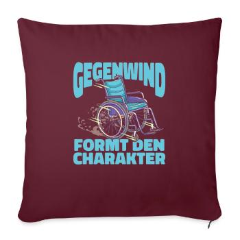 Rollstuhl Rollstuhlfahrer Witzig - Sofakissenbezug 45 x 45 cm - Burgunderrot - Vorne