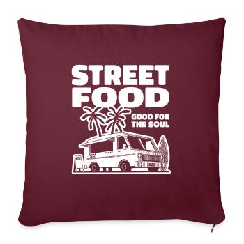 Cuisine de rue drôle - Housse de coussin décorative 45 x 45 cm - bordeaux - Devant