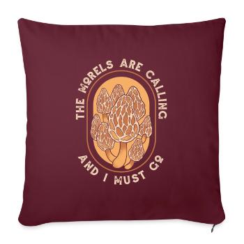 Cueilleurs de champignons, champignons, morilles - Housse de coussin décorative 45 x 45 cm - bordeaux - Devant