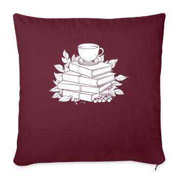 Buch Leseratte Bücherwurm Kaffee - Sofakissenbezug 45 x 45 cm - Burgunderrot - Vorne
