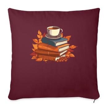 Livre rat de bibliothèque rat de bibliothèque café - Housse de coussin décorative 45 x 45 cm - bordeaux - Devant