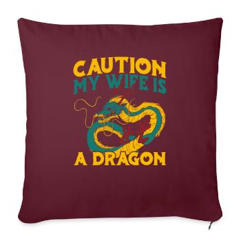 Année du Dragon 2024 - Housse de coussin décorative 45 x 45 cm - bordeaux - Devant