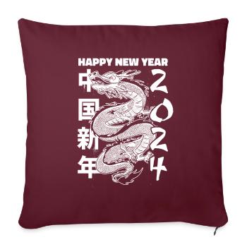 Année du Dragon 2024 - Housse de coussin décorative 45 x 45 cm - bordeaux - Devant