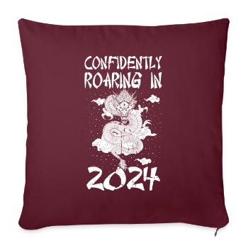 Année du Dragon 2024 - Housse de coussin décorative 45 x 45 cm - bordeaux - Devant