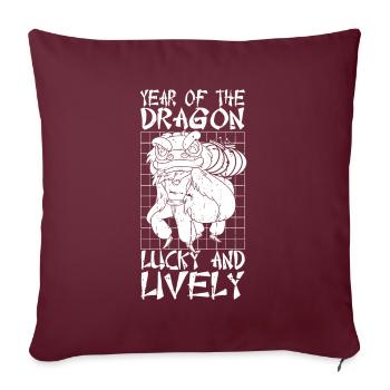 Année du Dragon 2024 - Housse de coussin décorative 45 x 45 cm - bordeaux - Devant