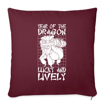 Année du Dragon 2024 - Housse de coussin décorative 45 x 45 cm - bordeaux - Devant