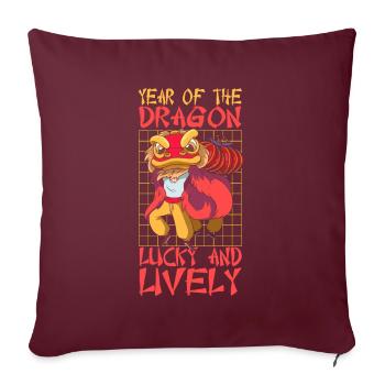 Année du Dragon 2024 - Housse de coussin décorative 45 x 45 cm - bordeaux - Devant