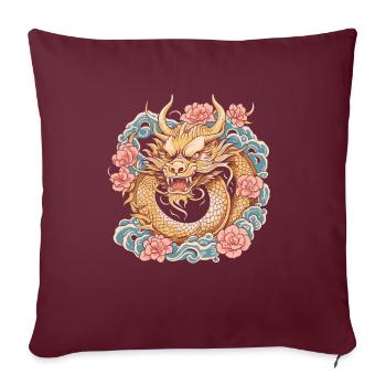 Rose de l’Année du Dragon 2024 - Housse de coussin décorative 45 x 45 cm - bordeaux - Devant