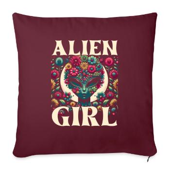 Alien Außerirdischer Alien Girl - Housse de coussin décorative 45 x 45 cm - bordeaux - Devant