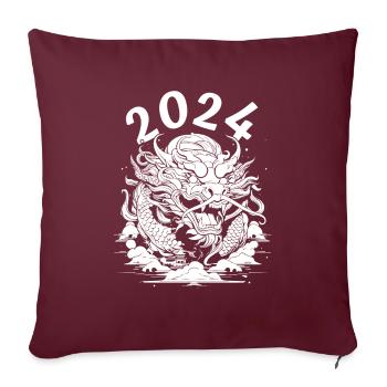 Année du Dragon 2024 - Housse de coussin décorative 45 x 45 cm - bordeaux - Devant