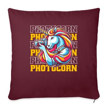 Fotograf Fotografie Kamera Einhorn Photocorn - Sofakissenbezug 45 x 45 cm - Burgunderrot - Vorne