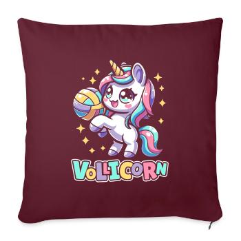 Volleyball Volleyballer Einhorn Vollicorn - Sofakissenbezug 45 x 45 cm - Burgunderrot - Vorne