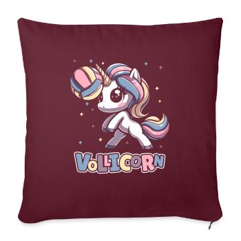 Volleyball Volleyballer Einhorn Vollicorn - Sofakissenbezug 45 x 45 cm - Burgunderrot - Vorne