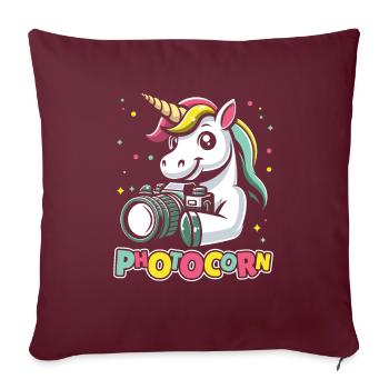 Fotograf Fotografie Kamera Einhorn Photocorn - Sofakissenbezug 45 x 45 cm - Burgunderrot - Vorne