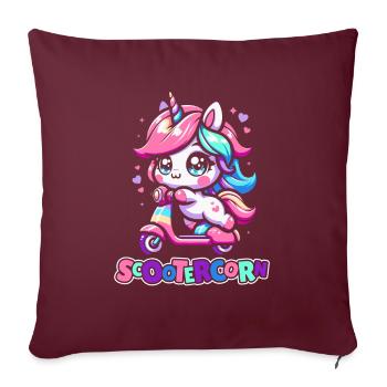 Scooter Licorne Scootercorn - Housse de coussin décorative 45 x 45 cm - bordeaux - Devant