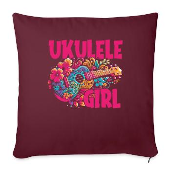 Ukulélé Ukulélé Fille - Housse de coussin décorative 45 x 45 cm - bordeaux - Devant