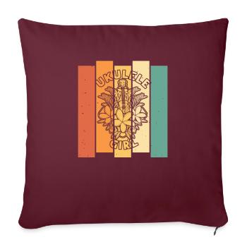 Ukulélé Ukulélé Fille - Housse de coussin décorative 45 x 45 cm - bordeaux - Devant