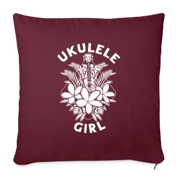 Ukulélé Ukulélé Fille - Housse de coussin décorative 45 x 45 cm - bordeaux - Devant