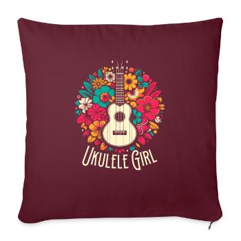 Ukulélé Ukulélé Fille - Housse de coussin décorative 45 x 45 cm - bordeaux - Devant